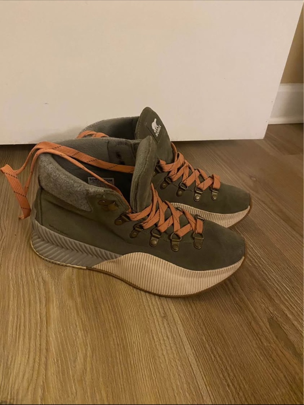 Sorel Olive Green and Orange Women's Hiker Boots - Picture 5 of 6